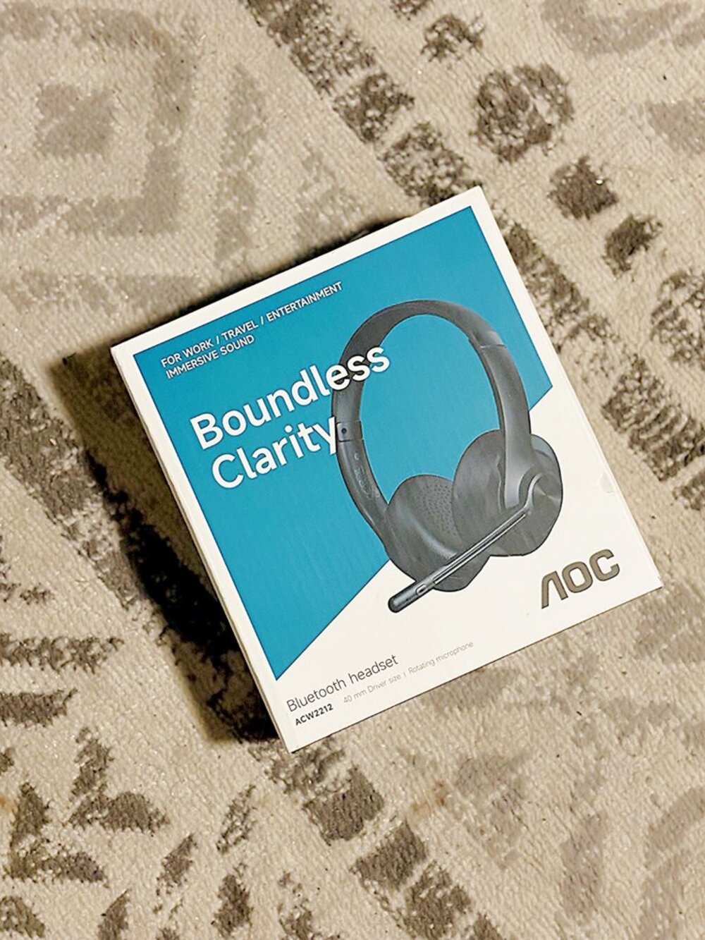 AOC Wireless Headset Bluetooth 5.4 Noise Cancel Mic 30H USB-C Black